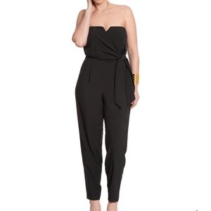 Black Eloquii sweetheart neckline jumpsuit